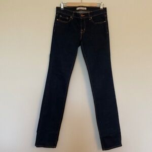 J BRAND Sz 27 Cigarette Leg Womens Blue Jeans Ink Stretch Denim 3D whiskering